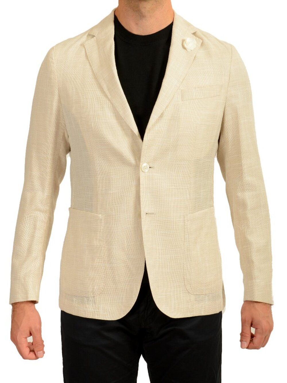 Hugo Boss Men's "C-Hanry-252" Beige Wool Linen Two Button Blazer US 38R IT 48R